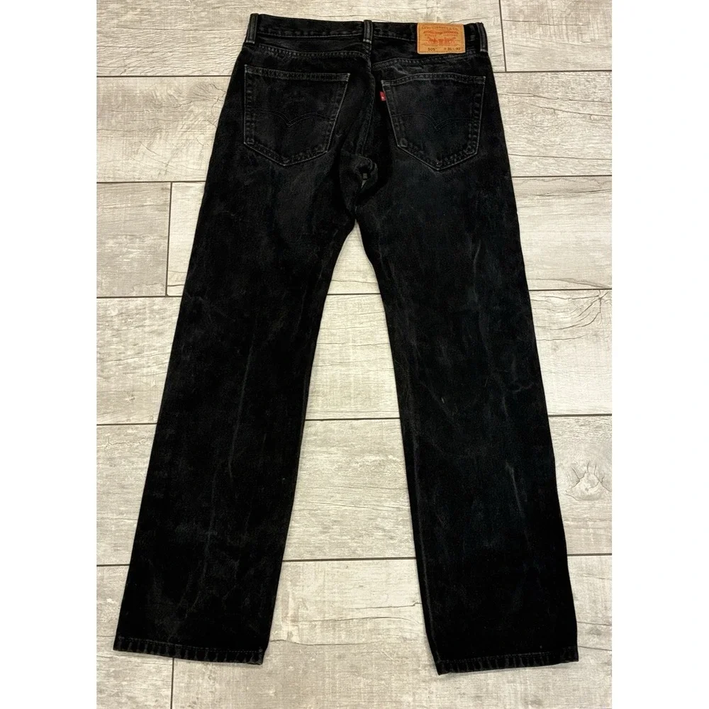 Vintage Y2K Levi's 505 Mens 31x31 Jeans Black Regular Fit Blank Red Tab 2007